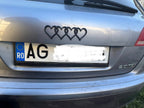 Emblemă Audi cu 4 Inimioare – Logo Decorativ 3D pentru Portbagaj, 190 × 60 mm - Auto-3D Romania