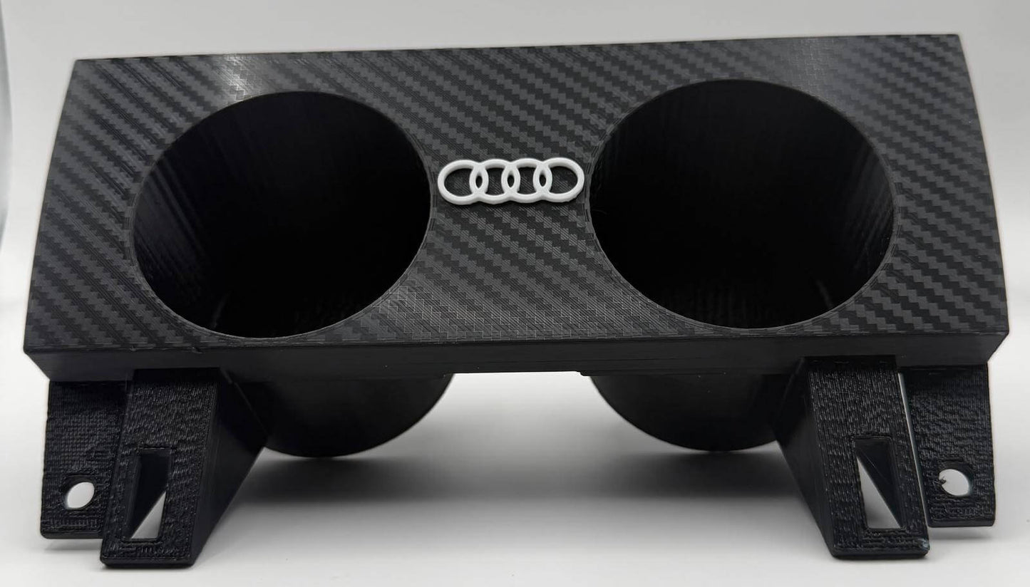 Suport Pahare Audi A4 B6/B7 1DIN/2DIN – Imprimat 3D, Efect Carbon / Negru Texturat, Logo Audi – Montaj Scrumiere OEM - Auto - 3D
