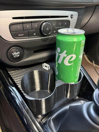 Suport Pahare Megane 3 – Printat 3D, Efect Carbon, Logo Alb/Negru, Decupaj USB, Stabil & Elegant - Auto - 3D